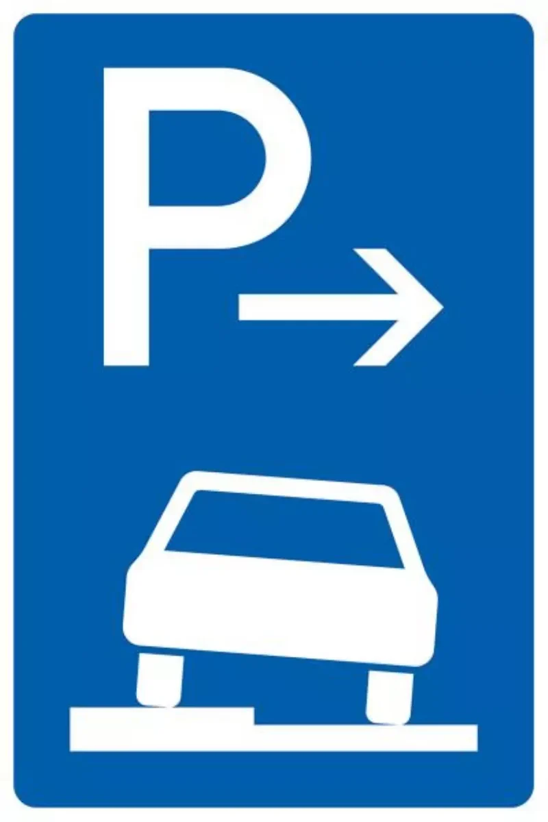 Verkehrszeichen VZ315-52 Parken auf Gehwegen halb in Fahrtrichtung links, Ende