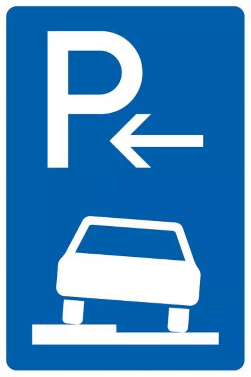 Verkehrszeichen VZ315-51 Parken auf Gehwegen halb in Fahrtrichtung links, Anfang