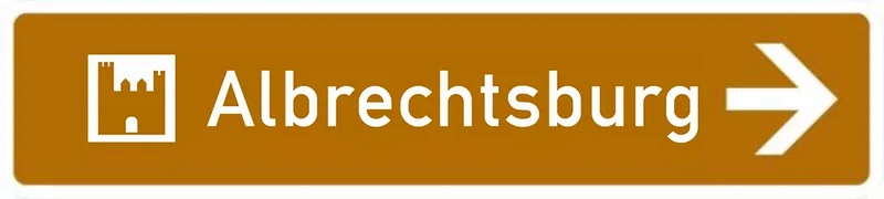 Verkehrszeichen VZ386.1-20 Touristischer Hinweis als Wegweiser – Wegweiser rechtsweisend, neues Zeichen