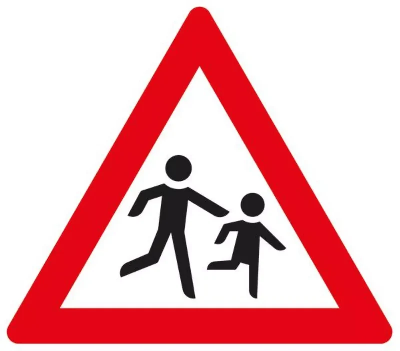 Verkehrszeichen VZ136-20 Kinder, Aufstellung links