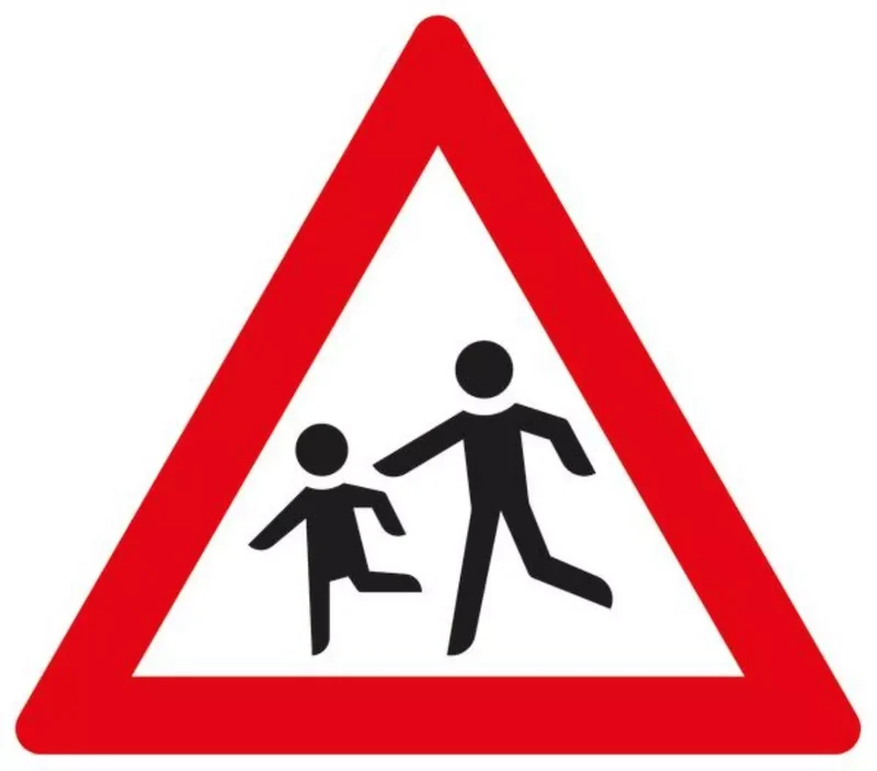 Verkehrszeichen VZ136-10 Kinder, Aufstellung rechts