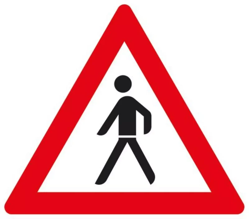 Verkehrszeichen VZ133-10 Fußgänger, Aufstellung rechts