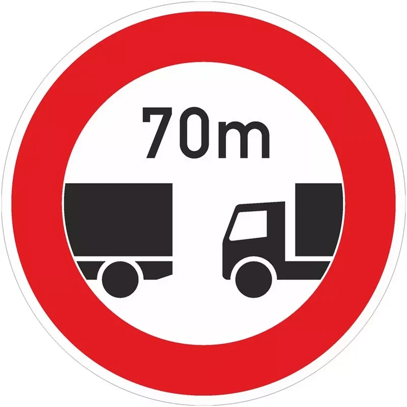 Verkehrszeichen VZ273 Verbot des Unterschreitens des angegebenen Mindestabstands