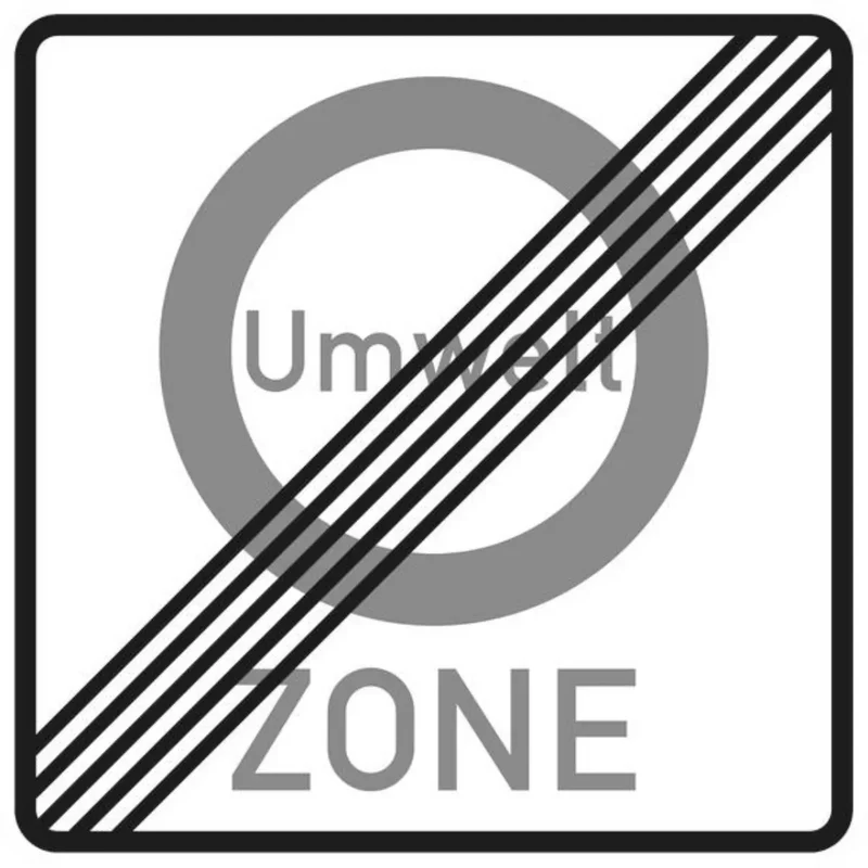 Verkehrszeichen VZ270.2 Ende einer Verkehrsverbotszone zur Vermeidung schädlicher Luftverunreinigungen in einer Zone