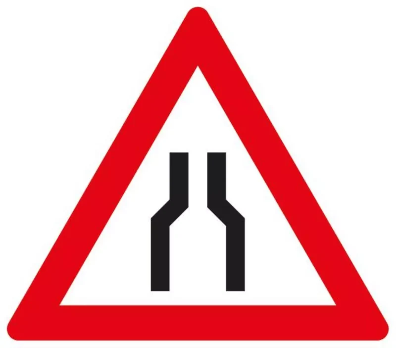 Verkehrszeichen VZ120 Verengte Fahrbahn