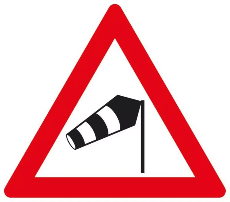 Verkehrszeichen VZ117-10 Seitenwind von rechts