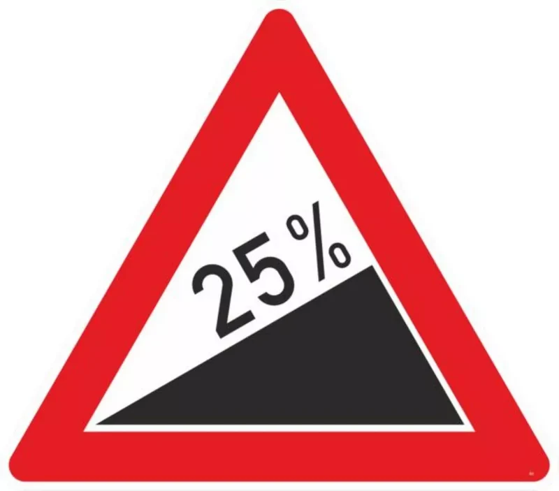 Verkehrszeichen VZ110-25 Steigung 25%