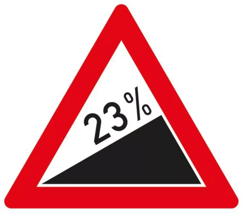 Verkehrszeichen VZ110-23 Steigung 23%