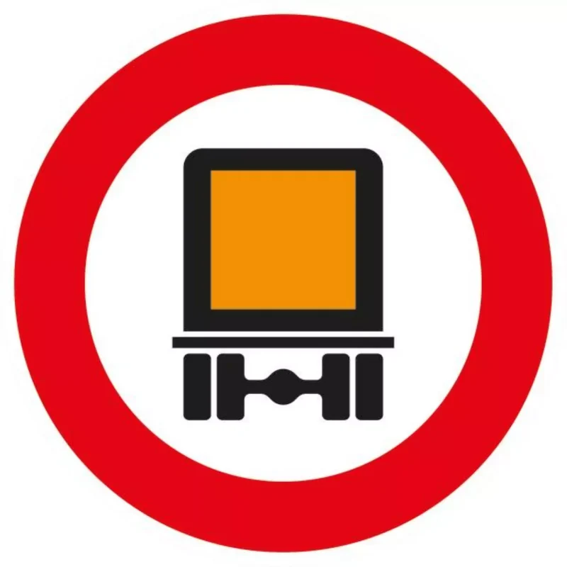 Verkehrszeichen VZ261 Verbot für kennzeichnungspflichtige Kraftfahrzeuge mit gefährlichen Gütern