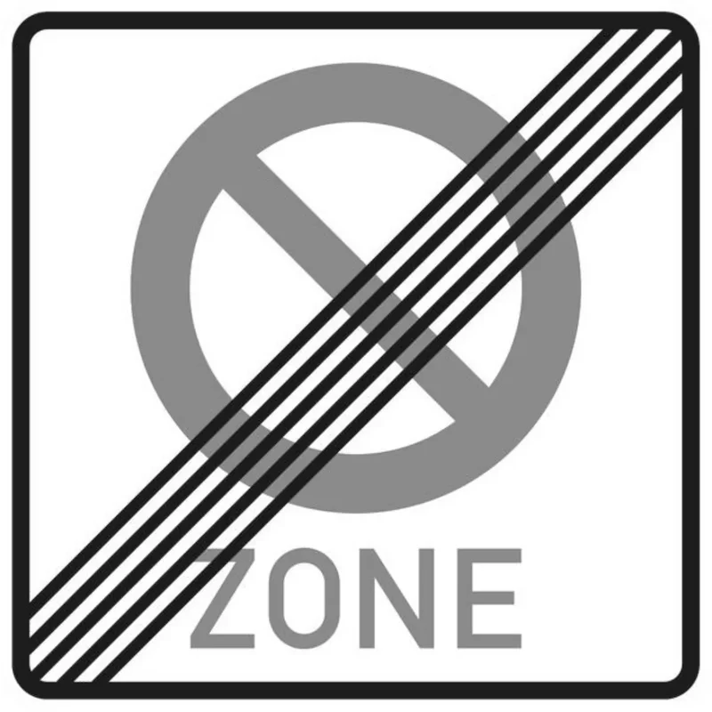 Verkehrszeichen VZ290.2 Ende eines eingeschränkten Haltverbots für eine Zone