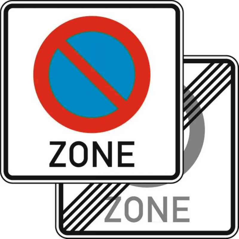Verkehrszeichen VZ290.1-40 Beginn eines eingeschränkten Haltverbots für eine Zone, doppelseitig