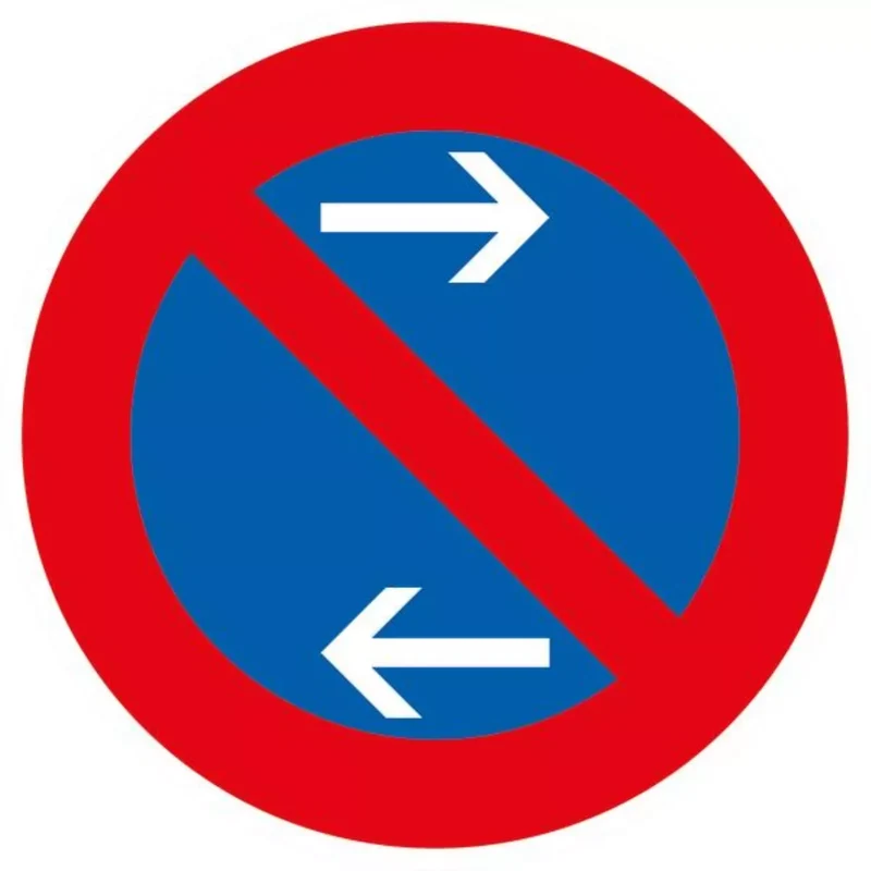 Verkehrszeichen VZ286-31 Eingeschränktes Haltverbot Mitte, Aufstellung links