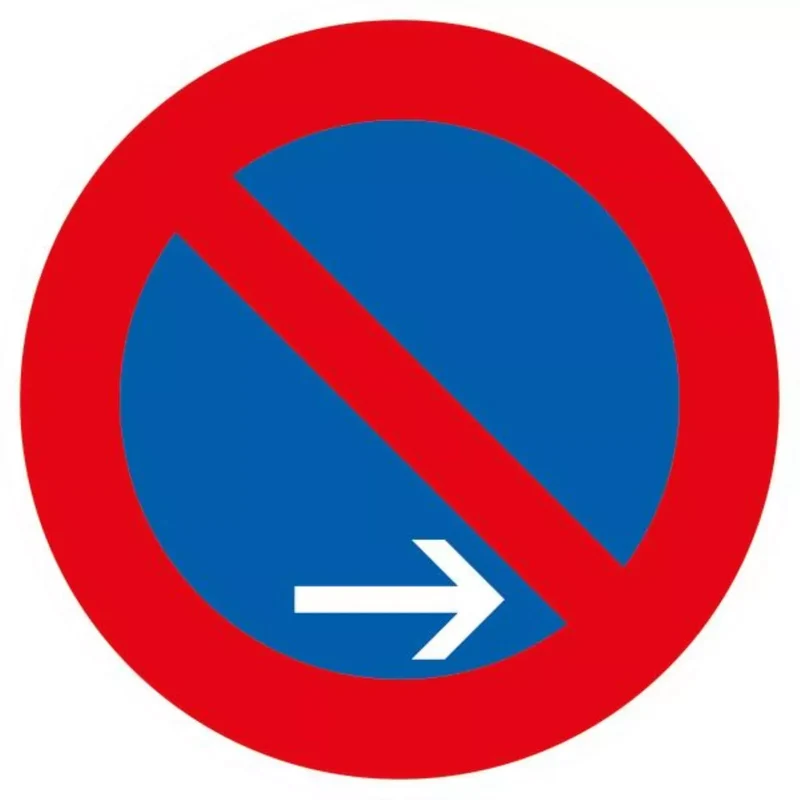 Verkehrszeichen VZ286-20 Eingeschränktes Haltverbot Ende, Aufstellung rechts