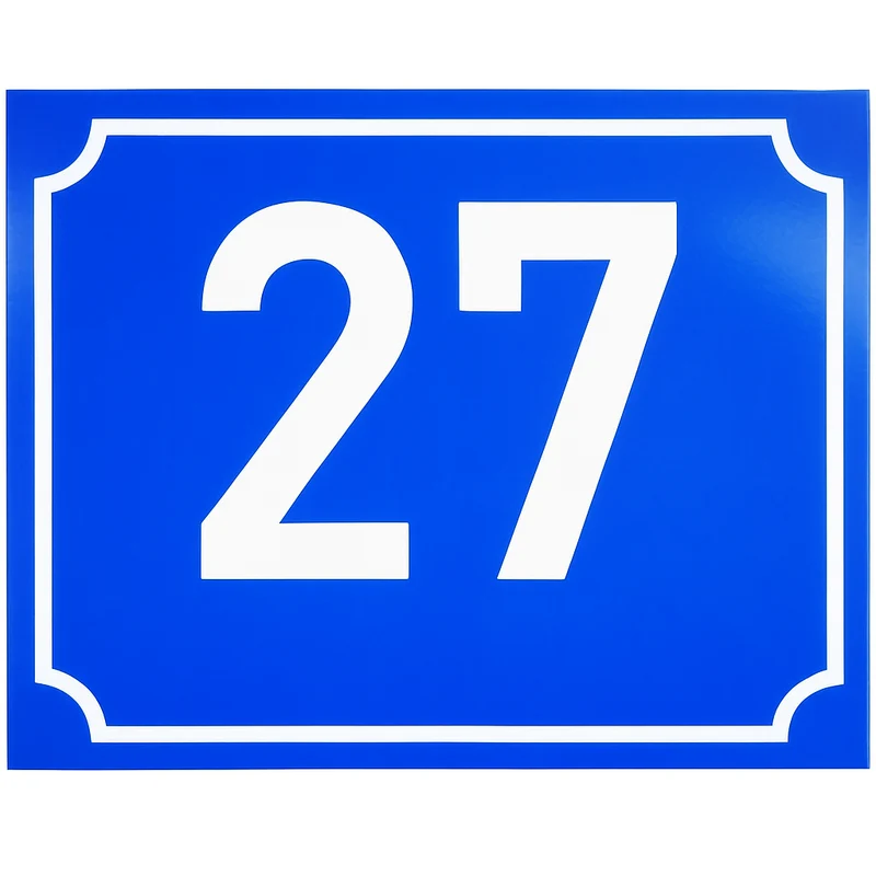 Hausnummernschild Aluminium 165x200mm, blau, mit Rahmen, 2mm, Ra1, inkl. 4 Bohrungen in den Ecken
