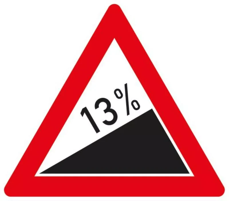 Verkehrszeichen VZ110-13 Steigung 13%
