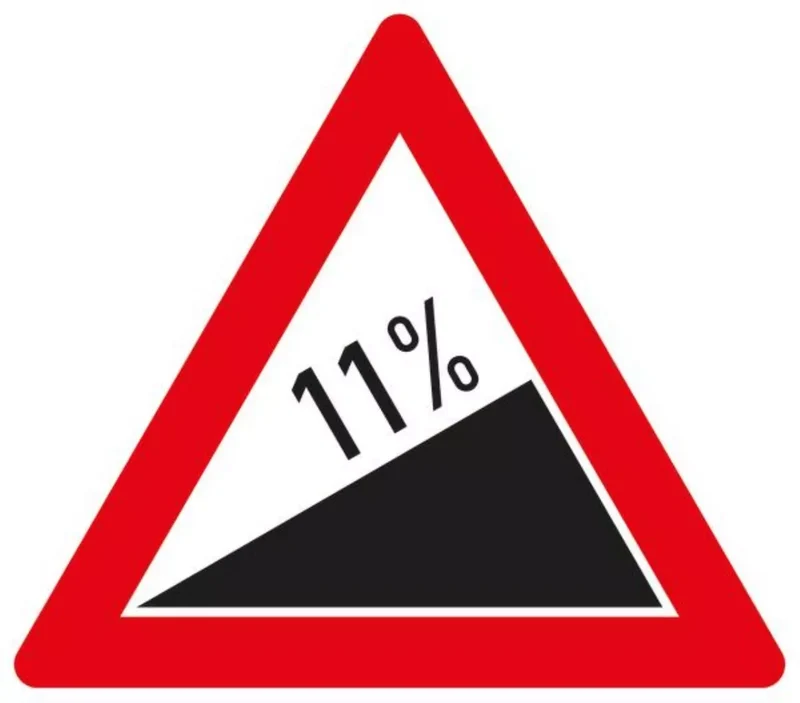 Verkehrszeichen VZ110-11 Steigung 11%