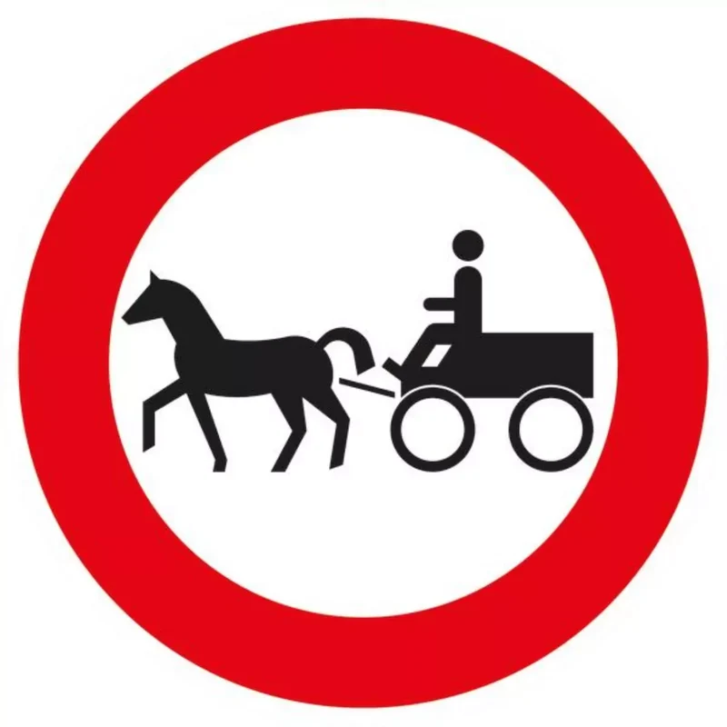 Verkehrszeichen VZ257-52 Verbot für Gespannfuhrwerke
