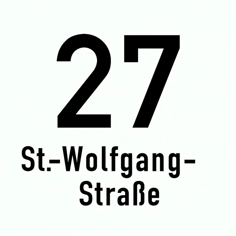 Hausnummernschild Aluminium 200x200mm, weiß, ohne Rahmen, mit Straßenangabge, 2mm, Ra1, inkl. 4 Bohrungen in den Ecken