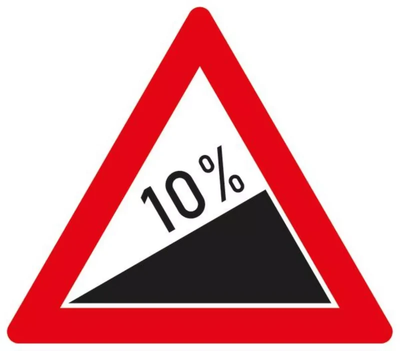 Verkehrszeichen VZ110-10 Steigung 10%