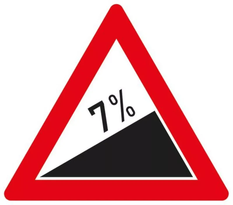 Verkehrszeichen VZ110-7 Steigung 7%