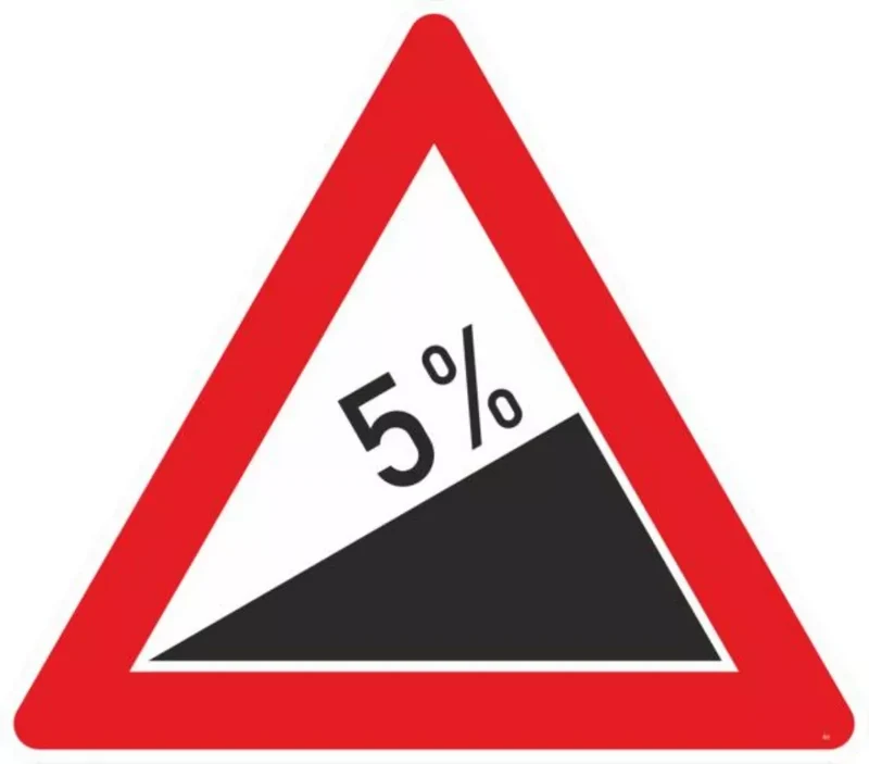 Verkehrszeichen VZ110-5 Steigung 5%