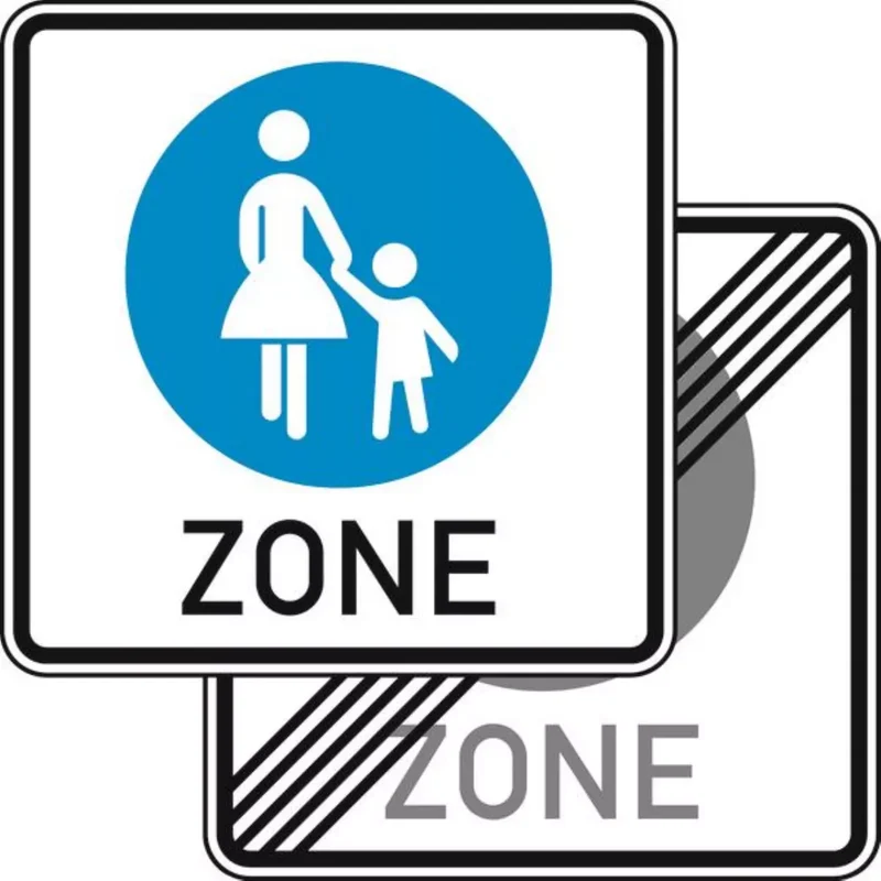 Verkehrszeichen VZ242.1-40 Beginn/Ende einer Fußgängerzone, doppelseitig