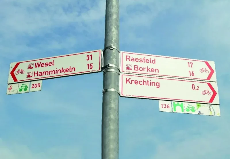 Fahrradroutenwegweiser Tabellenform
