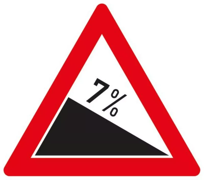 Verkehrszeichen VZ108-7 Gefälle 7%