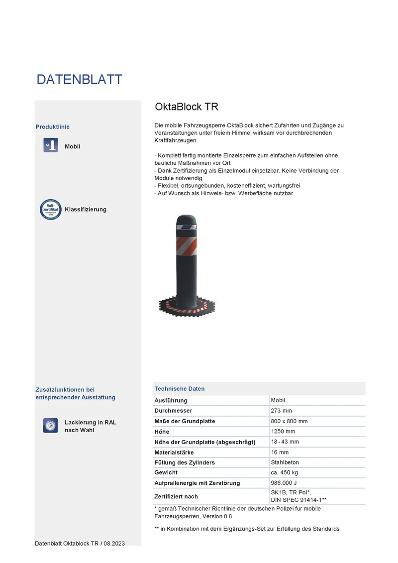 Mobile Sicherheitssperre OktaBlock TR