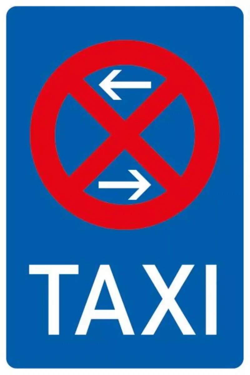 Verkehrszeichen VZ229-30 Taxenstand Mitte, Aufstellung rechts