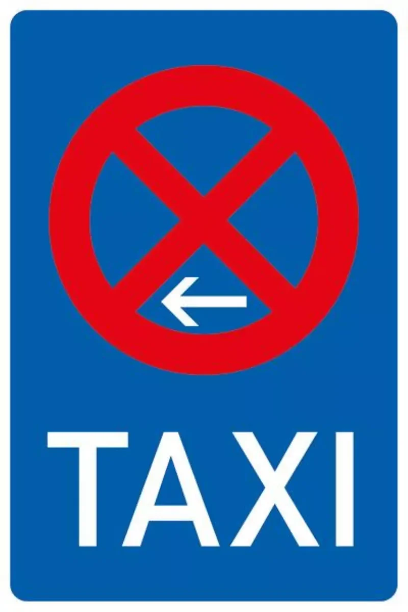 Verkehrszeichen VZ229-21 Taxenstand Ende, Aufstellung links