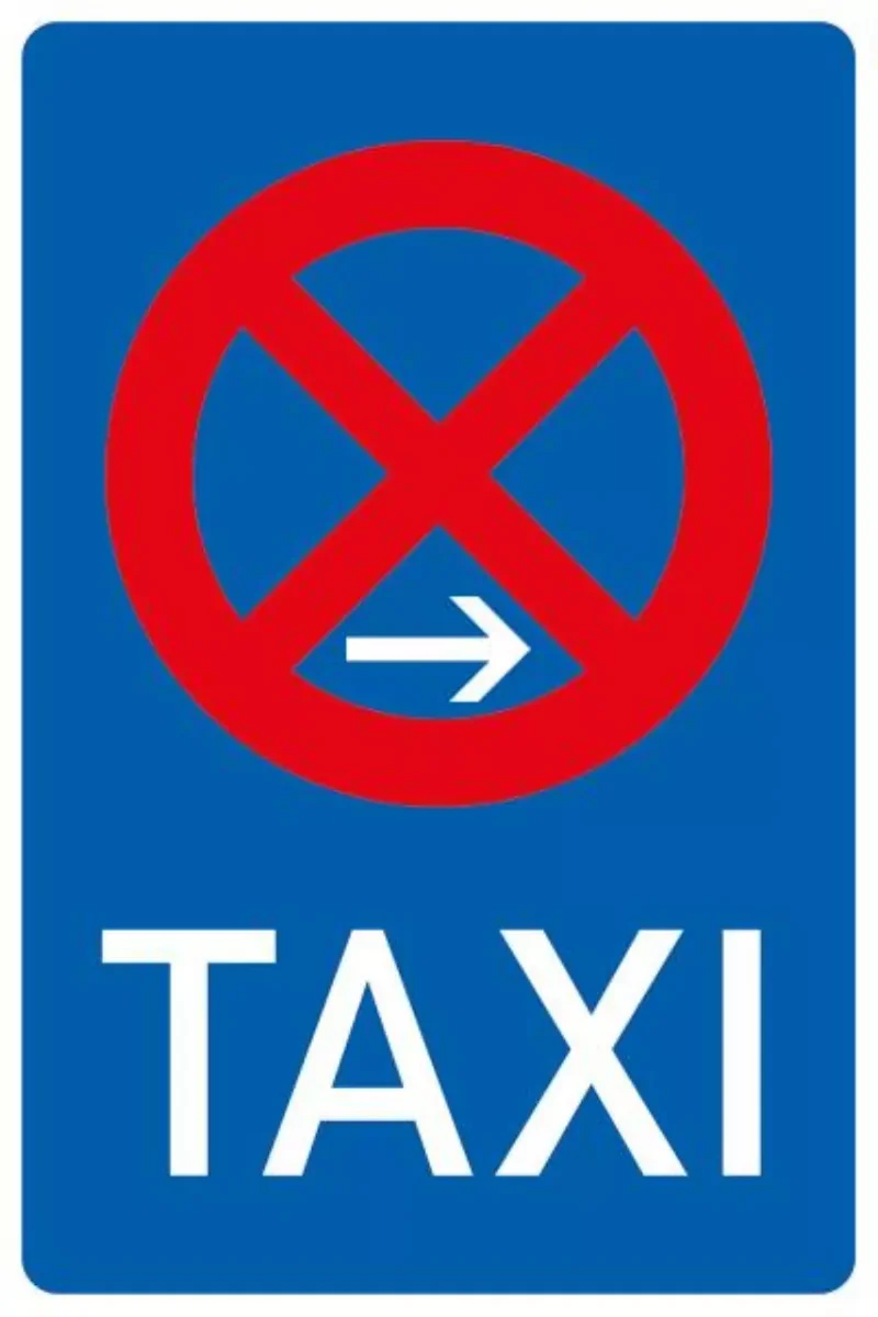 Verkehrszeichen VZ229-20 Taxenstand Ende, Aufstellung rechts