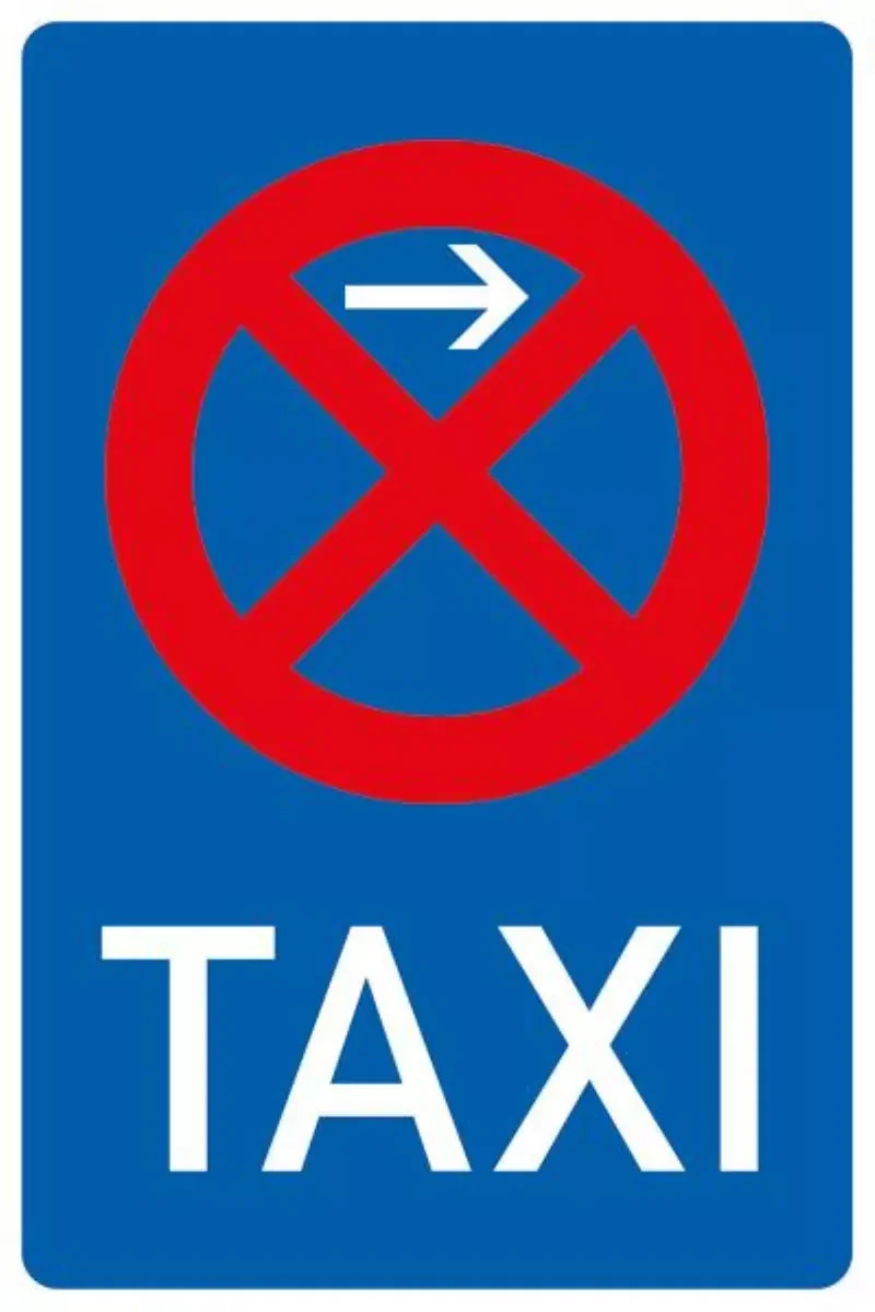 Verkehrszeichen VZ229-11 Taxenstand Anfang, Aufstellung links