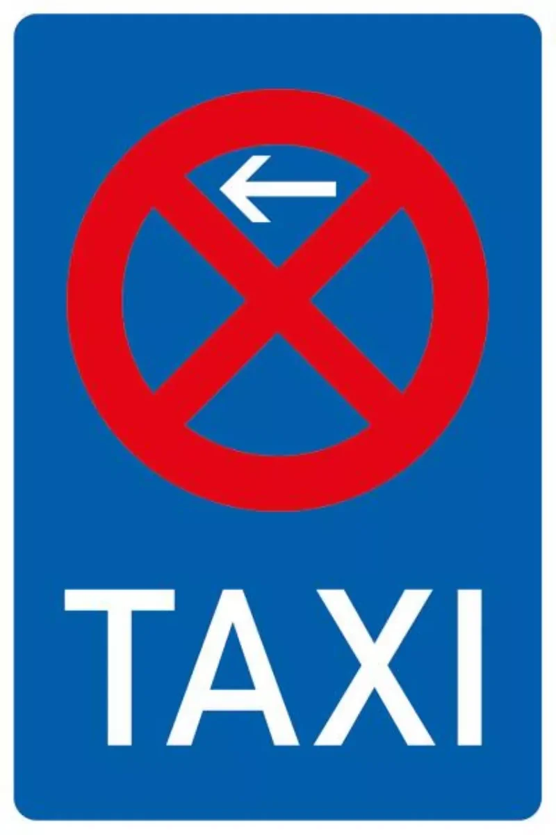 Verkehrszeichen VZ229-10 Taxenstand Anfang, Aufstellung rechts