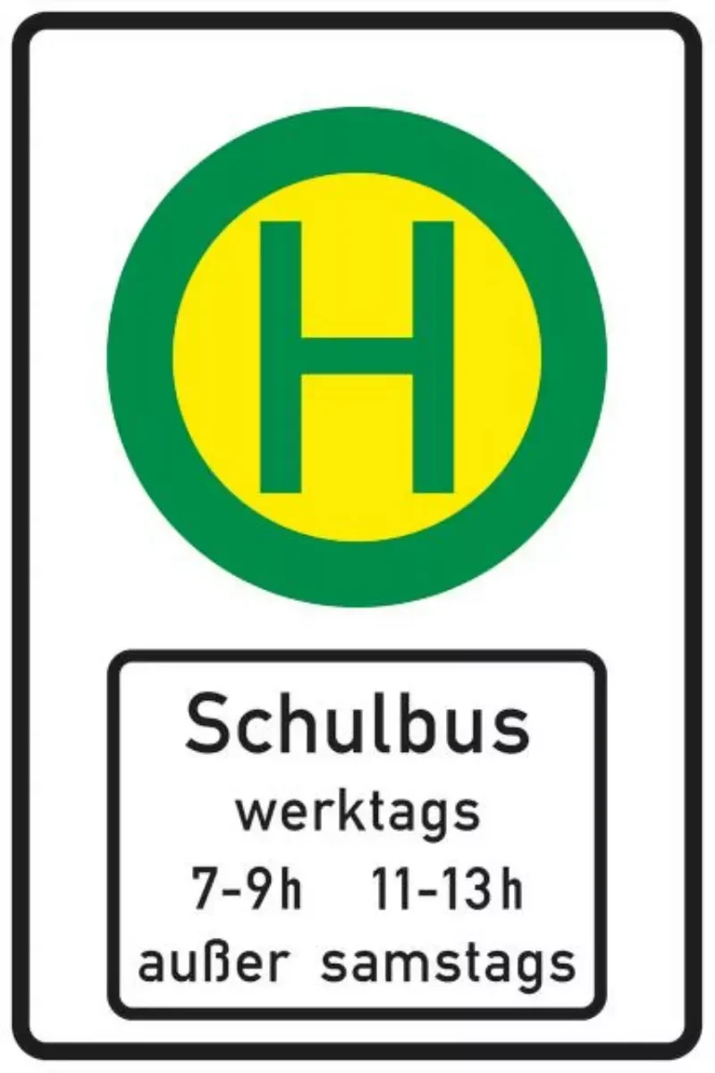 Verkehrszeichen VZ224-51 Schulbushaltestelle mit Zusatzzeichen 1042-36