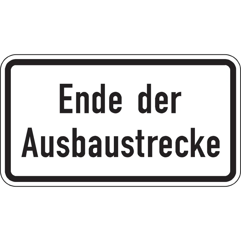 Warn- und Hinweisschild WH 32 – Ende der Ausbaustrecke