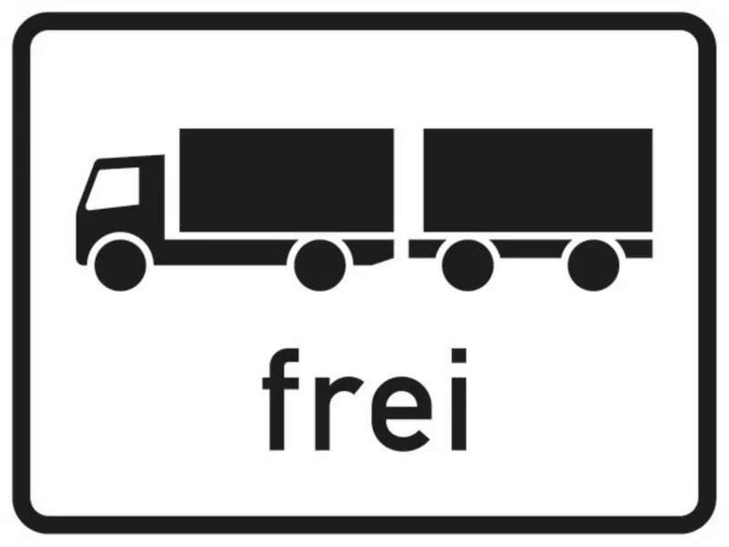 Verkehrszeichen VZ1024-13 Lastkraftwagen mit Anhänger frei