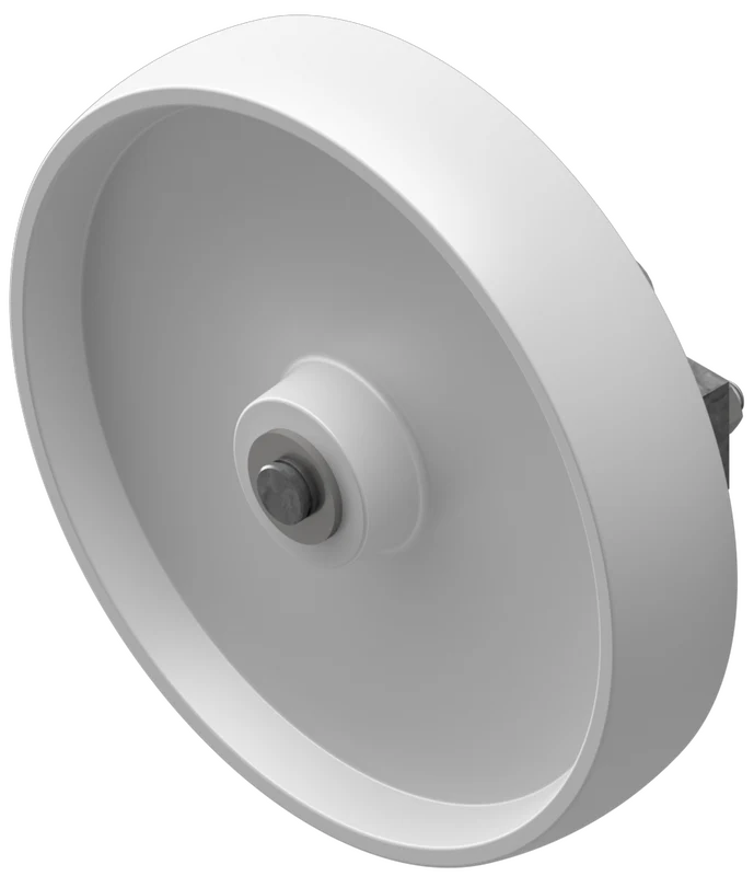 Laufrolle für Bauzaun-Torelement, Ø 200mm, weiß, inkl. Rohrschelle für Rohrdurchmesser 40-45mm