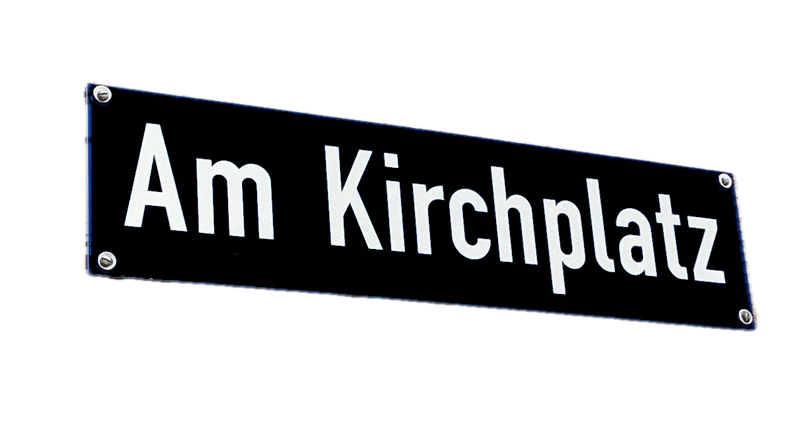 Straßennamensschild, 2mm flach, 150mm Hoch, schwarz, einseitig mit blanker Rückseite, Schrift weiß, RA1