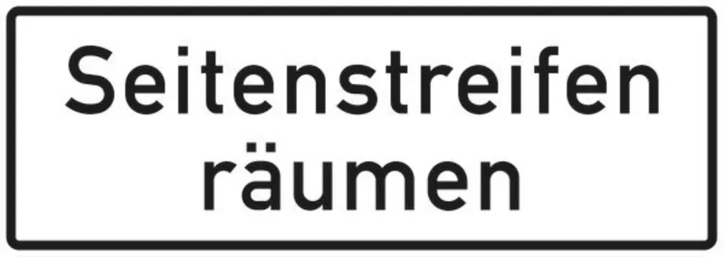Verkehrszeichen VZ1013-51 Seitenstreifen räumen
