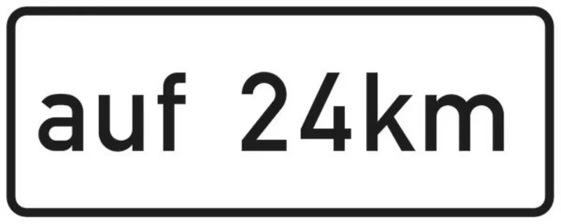 Verkehrszeichen VZ1001-35 auf ... km (verbal) (in Verbindung mit Fahrstreifentafeln Z. 521 ff.)