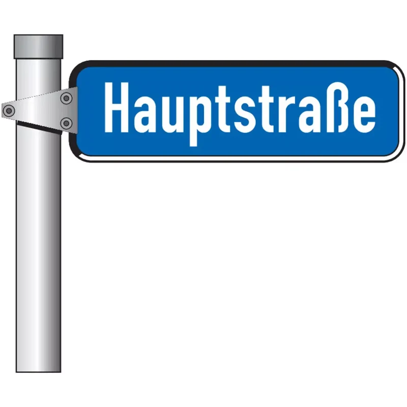 Straßennamensschild mit C-Profilrahmen in Höhe 170 mm und 200 mm