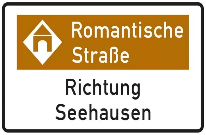 Verkehrszeichen VZ386.2-52 Touristischer Hinweis mit Bezugsziel „Richtung“