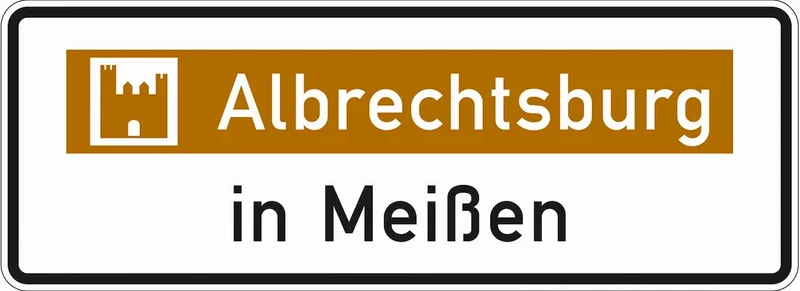 Verkehrszeichen VZ386.1-50 Touristischer Hinweis mit Bezugsziel – Variante „in“