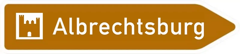 Verkehrszeichen VZ386.1-22 Touristischer Hinweis als Wegweiser – Pfeilwegweiser rechtsweisend
