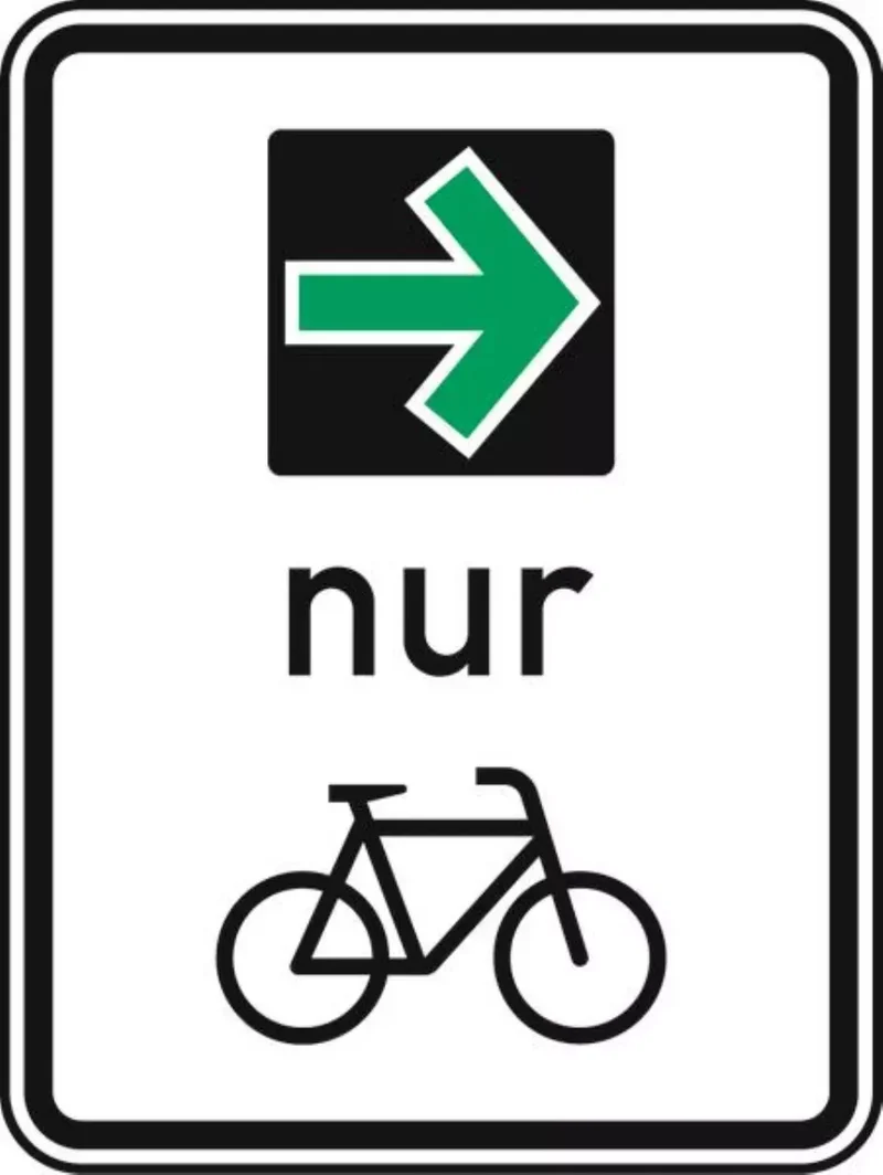 Verkehrszeichen VZ721 Grünpfeilschild mit Beschränkung auf den Radverkehr