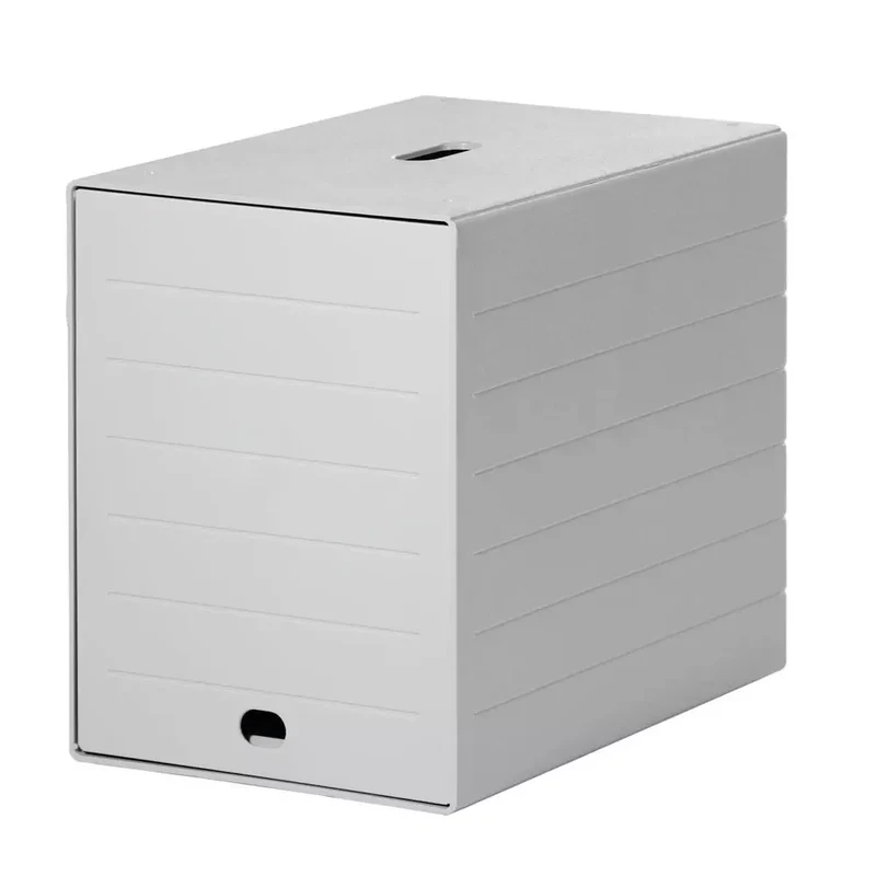 Schubladenbox mit Staubschutz,BxTxH 250x365x322 mm, 7 offene Schubladen, versenkbare Frontplatte, aus Polystyrol, grau
