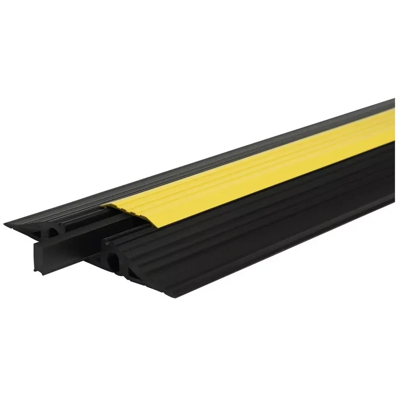 Kabelbrücke aus PVC in schwarz, LxBxH 1000x350x50 mm, inkl.Mittelsteg und Deckel in gelb,VE 1 Stück