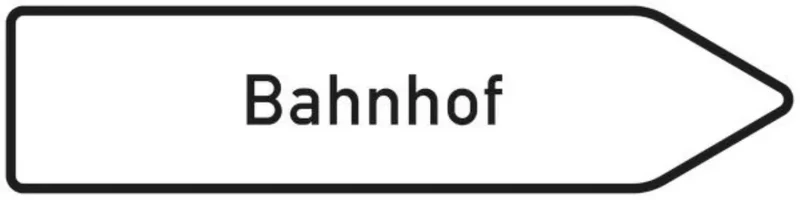 Verkehrszeichen VZ432-20 Pfeilwegweiser zu Zielen mit erheblicher Verkehrsbedeutung, rechtsweisend