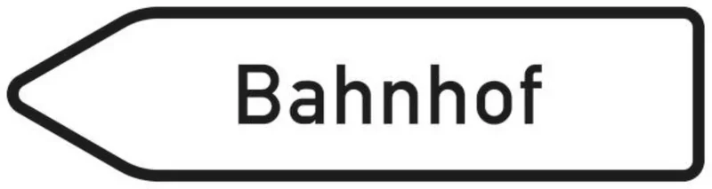 Verkehrszeichen VZ432-10 Pfeilwegweiser zu Zielen mit erheblicher Verkehrsbedeutung, linksweisend
